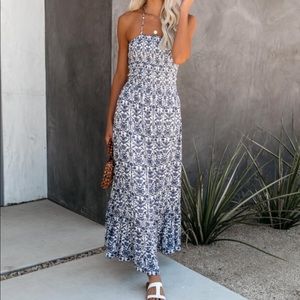 Floral Smocked Halter Maxi Dress - Never Worn!